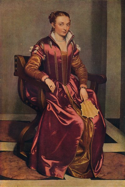 Retrato de una dama La Dama en Rosso, c. 1556 de Giovanni Battista Moroni