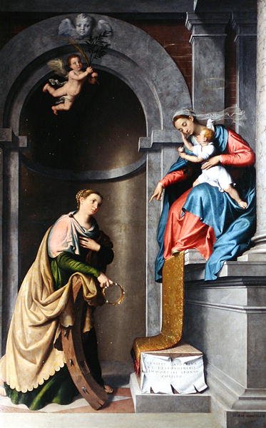 El matrimonio místico de Santa Catalina de Giovanni Battista Moroni