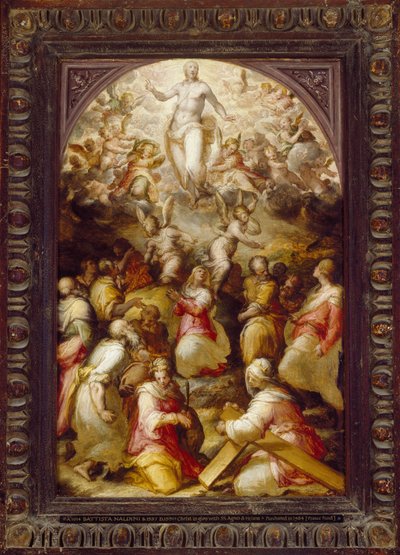 Cristo en gloria con Santa Inés y Santa Helena, siglo XVI de Giovanni Battista Naldini