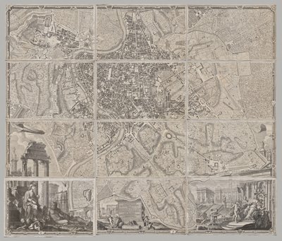 Nuevo mapa de Roma sacado a la luz por Giambattista Nolli en el año MDCCXLVII, conocido como La Pianta Grande di Roma de Giovanni Battista Nolli