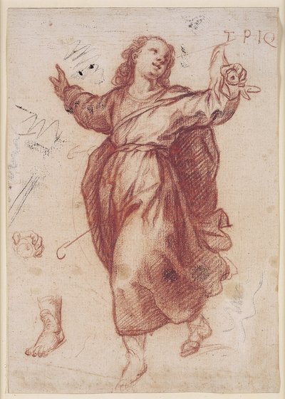 El niño Jesús y estudios de su mano izquierda y pie izquierdo de Giovanni Battista Paggi