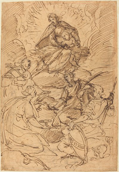 La Madonna y el Niño en gloria adorados por santos de Giovanni Battista Paggi