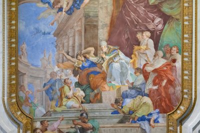 El milagro de las cadenas en el centro del artesonado, detalle de Giovanni Battista Parodi