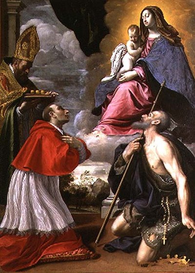 Madonna y Niño con santos de Giovanni Battista Pesari