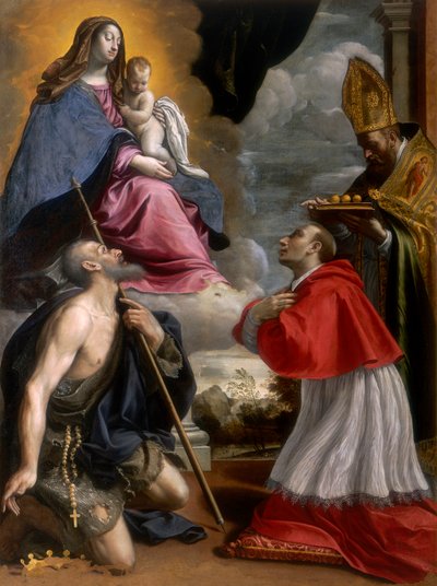 Madonna con Niño y Santos de Giovanni Battista Pesari