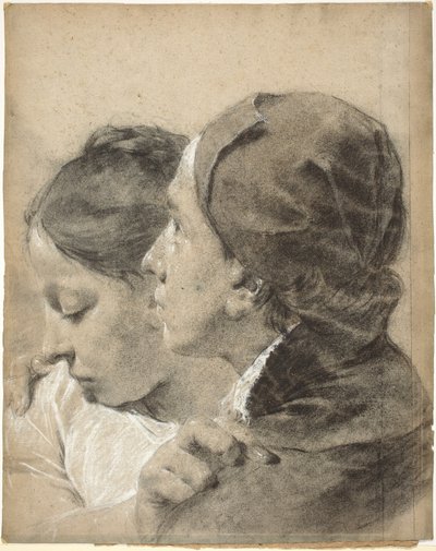 Un joven abrazando a una chica de Giovanni Battista Piazzetta