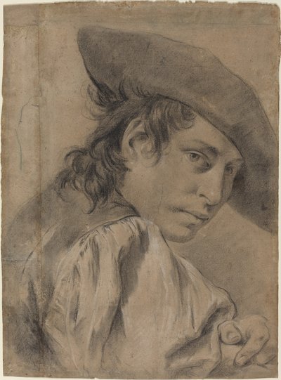 Un joven con sombrero ancho de Giovanni Battista Piazzetta