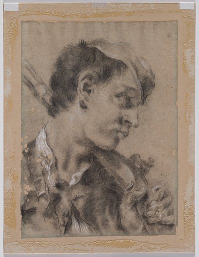 Cabeza de un joven de perfil con un arma sobre el hombro de Giovanni Battista Piazzetta
