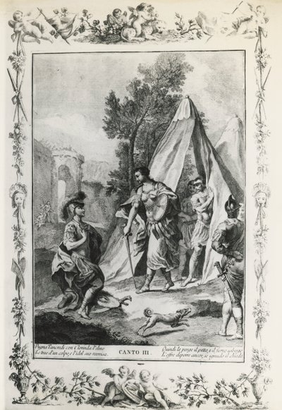 Jerusalén liberada, canto III, ilustración de Giovanni Battista Piazzetta (1683-1754) para el poema de Torquato Tasso (1544-1595), edición publicada en Venecia en 1745, Italia de Giovanni Battista Piazzetta