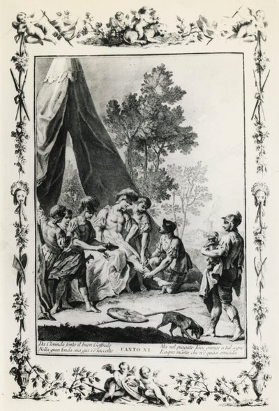 Jerusalén liberada, canto XI, ilustración de Giovanni Battista Piazzetta para poema de Torquato Tasso, edición publicada en Venecia en 1745, Italia de Giovanni Battista Piazzetta