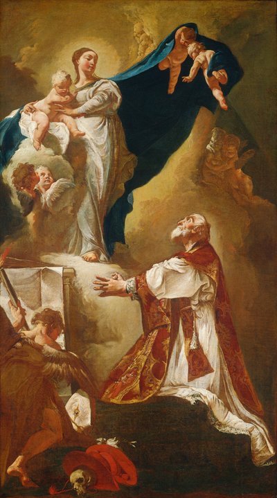 La Virgen y el Niño apareciendo a San Felipe Neri, probablemente 1725 o después de Giovanni Battista Piazzetta