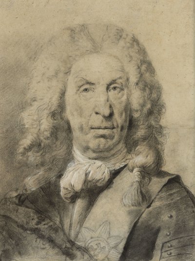 Retrato del mariscal von der Schulenburg, c.1735 (tiza en blanco y negro con carboncillo sobre papel) de Giovanni Battista Piazzetta