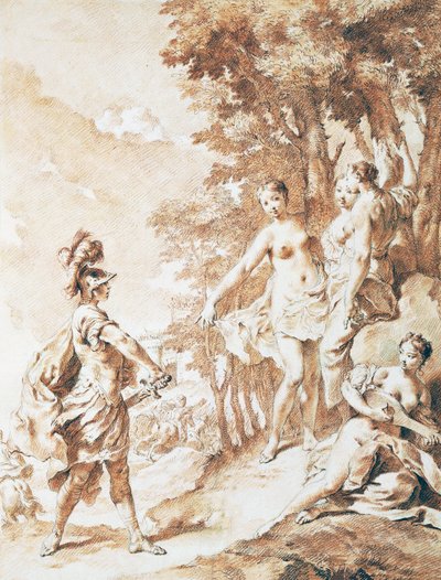 Tancredi en el umbral del bosque encantado, escena de La Jerusalén Liberada de Torquato Tasso de Giovanni Battista Piazzetta