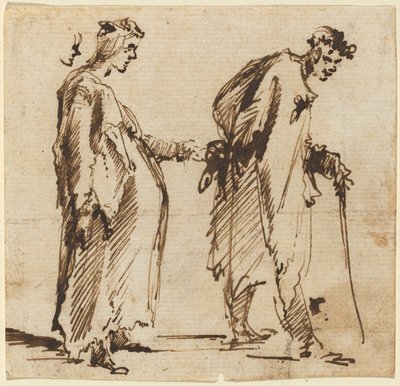 Una Joven Embarazada y un Joven con un Bastón de Giovanni Battista Piranesi