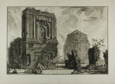 A. Vista de la Tumba de Licinianus Piso en la antigua Vía Apia... B. Tumba de los Cornelii..., de Vistas de Roma de Giovanni Battista Piranesi