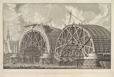 Vista de parte del Puente previsto en Blackfriars, Londres de Giovanni Battista Piranesi