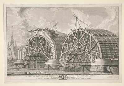 Una vista de parte del puente previsto en Blackfriars, Londres, en agosto MDCCLXIIII por Robert Mylne, arquitecto, grabado por Piranesi en Roma de Giovanni Battista Piranesi