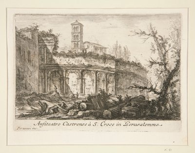 Anfiteatro Castrense? S. Croce in Gerusalemme (Anfiteatro Castrense cerca de S. Croce in Gerusalemme), de Varias vistas de la Roma antigua y moderna de Giovanni Battista Piranesi