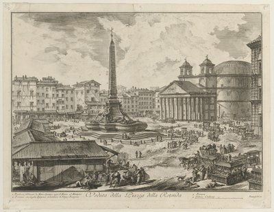 Vista de la Piazza della Rotonda con el Panteón y el obelisco de Giovanni Battista Piranesi