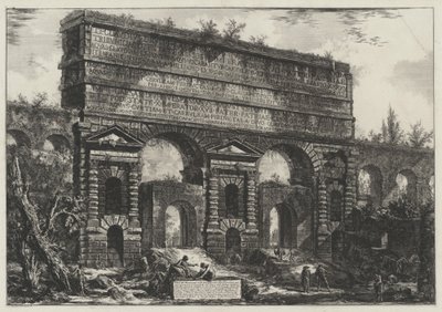 Vista de la construcción que el emperador Tito Vespasiano mandó erigir para la restauración de los acueductos de Acqua dell