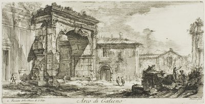 Arco de Galieno. I. Fachada de la iglesia de S. Vito, lámina 29 de Algunas vistas de arcos de triunfo y otros monumentos de Giovanni Battista Piranesi