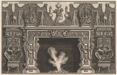 Pájaro en concha en el centro del dintel, con un friso de trofeos, coronado por un..., 1769 de Giovanni Battista Piranesi