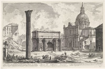 Boog van Septimius Severus en el Foro Romano Arco de Septimius Sever (...) (título sobre el objeto) Gezichten op Rome (título de la serie) Vistas de Roma diseñadas y grabadas por el arquitecto Giambattista Piranesi Ve (nez) iano (título de la serie) de Giovanni Battista Piranesi