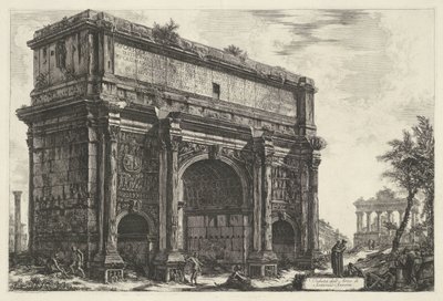Boog van Septimius Severus te Roma Vista del Arco de Septimio Severo (título sobre el objeto) Gezichten op Rome (título de la serie) Vistas de Roma diseñadas y grabadas por el arquitecto Giambattista Piranesi Ve (nez) iano (título de la serie) de Giovanni Battista Piranesi