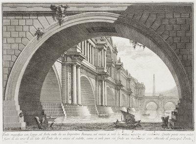 Puente cubierto de logias y arcos de Giovanni Battista Piranesi