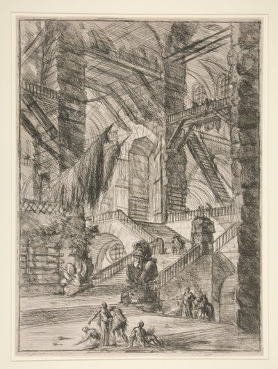 Carceri, VIII: La escalera con trofeos de Giovanni Battista Piranesi