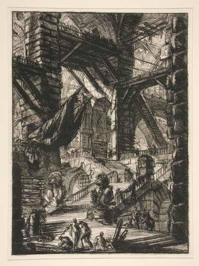 Carceri, VIII: La escalera con trofeos de Giovanni Battista Piranesi