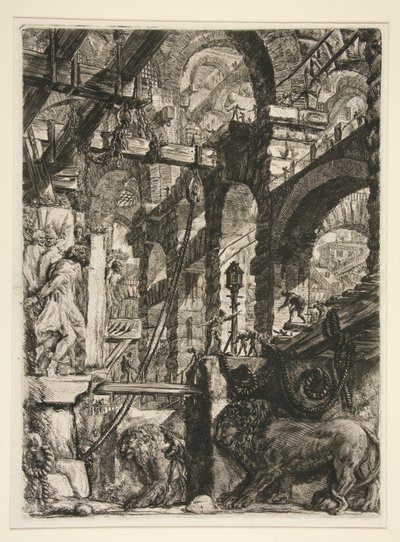 Carceri, V: Los bajorrelieves del león de Giovanni Battista Piranesi