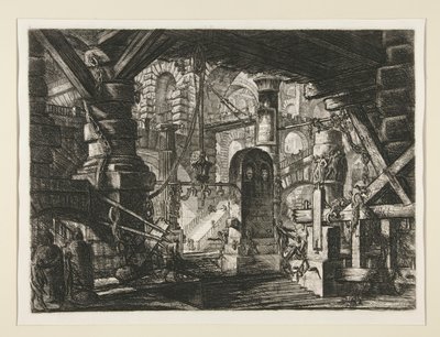 Carceri, XVI: El muelle con cadenas de Giovanni Battista Piranesi