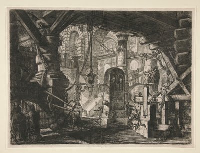 Carceri, XVI: El muelle con cadenas de Giovanni Battista Piranesi