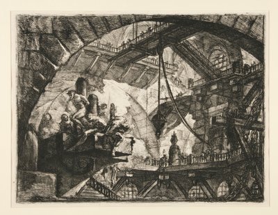 Carceri, X: Prisioneros en una plataforma de proyección de Giovanni Battista Piranesi