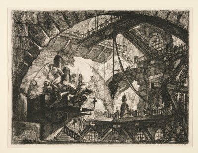 Carceri, X: Prisioneros en una plataforma saliente de Giovanni Battista Piranesi