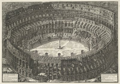 Coliseo de Roma Vista del Anfiteatro Flavio conocido como Coliseo (título sobre el objeto) Gezichten op Rome (título de la serie) Vistas de Roma diseñadas y grabadas por el arquitecto Giambattista Piranesi Ve (nez) iano (título de la serie) de Giovanni Battista Piranesi