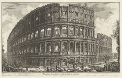 Coliseo de Roma Vista del Anfiteatro Flavio, conocido como Coliseo (título sobre el objeto) Gezichten op Rome (título de la serie) Vistas de Roma diseñadas y grabadas por el arquitecto Giambattista Piranesi Ve (nez) iano (título de la serie) de Giovanni Battista Piranesi