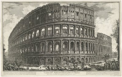 Coliseo de Roma Vista del Anfiteatro Flavio, conocido como Coliseo (título sobre el objeto) Gezichten op Rome (título de la serie) Vistas de Roma diseñadas y grabadas por el arquitecto Giambattista Piranesi Ve (nez) iano (título de la serie) de Giovanni Battista Piranesi