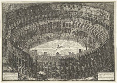 Coliseo de Roma Vista del Anfiteatro Flavio conocido como Coliseo (título sobre el objeto) Gezichten op Rome (título de la serie) Vistas de Roma diseñadas y grabadas por el arquitecto Giambattista Piranesi Ve (nez) iano (título de la serie) de Giovanni Battista Piranesi