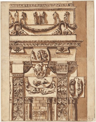 Fantasía de una fachada con ornamentos extraños de Giovanni Battista Piranesi