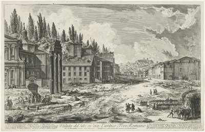 Forum Romanum met de Tempel van Jupiter Stator te Rome Vista del Sitio, donde estaba el antiguo Foro Romano (título sobre objeto) Gezichten op Rome (título de la serie) Vistas de Roma diseñadas y grabadas por el arquitecto Giambattista Piranesi Ve (nez) ia de Giovanni Battista Piranesi