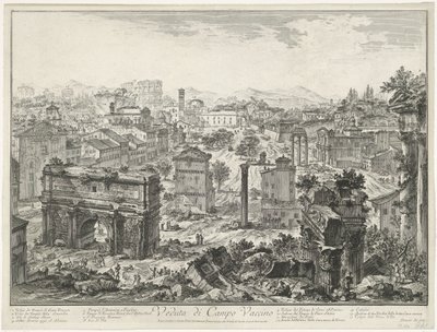 Foro Romano de Roma Vista de Campo Vaccino (título sobre objeto) Gezichten op Rome (título de la serie) Vistas de Roma diseñadas y grabadas por el arquitecto Giambattista Piranesi Ve (nez) iano (título de la serie) de Giovanni Battista Piranesi