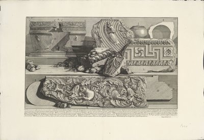 Fragmentos de la Tumba de Caecilia Metella en Roma Hallazgos arqueológicos en Roma y sus alrededores (título de la serie) Le Antichita Romane (título de la serie) de Giovanni Battista Piranesi