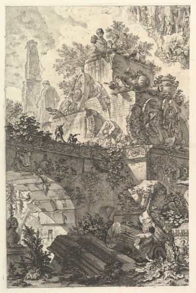 Frontispicio, con estatua de Minerva de Giovanni Battista Piranesi