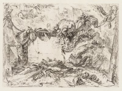 Groteschi: Ruinas con calaveras y un jarrón humeante, ca. 1745-50 de Giovanni Battista Piranesi