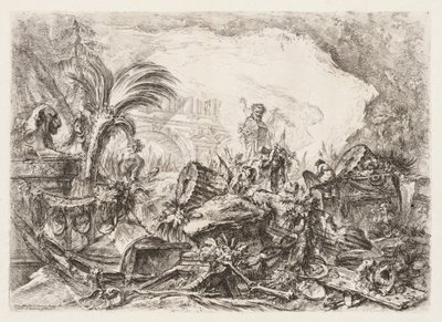 Groteschi:  Ruins with a Statue of a Faun and a Fallen Column de Giovanni Battista Piranesi