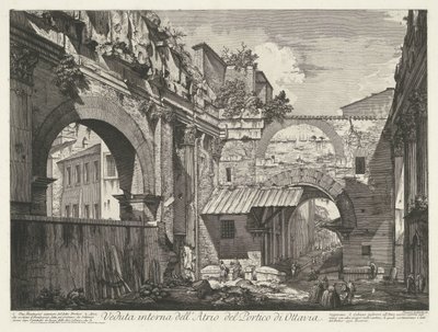 Interior van de Porticus van Octavia te Rome Vista interior del Atrio del Pórtico de Octavia (título sobre objeto) Gezichten op Rome (título de la serie) Vistas de Roma diseñadas y grabadas por el arquitecto Giambattista Piranesi Ve (nez) iano (título de l de Giovanni Battista Piranesi