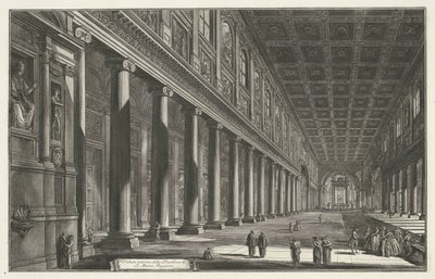 Interior van de Santa Maria Maggiore te Rome Vista interior de la Basílica de S. Maria Maggiore (título sobre objeto) Gezichten op Rome (título de la serie) Vistas de Roma diseñadas y grabadas por el arquitecto Giambattista Piranesi Ve (nez) iano (título d de Giovanni Battista Piranesi