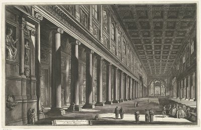 Interior van de Santa Maria Maggiore te Rome Vista interior de la Basílica de S. Maria Maggiore (título sobre objeto) Gezichten op Rome (título de la serie) Vistas de Roma diseñadas y grabadas por el arquitecto Giambattista Piranesi Ve (nez) iano (título d de Giovanni Battista Piranesi